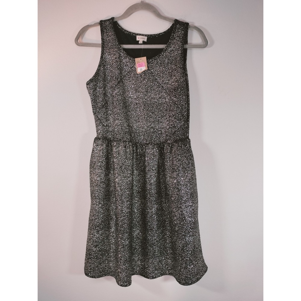 Cremieux Silver Glitter Fit Flare Party Dress w/Side Pockets NWT